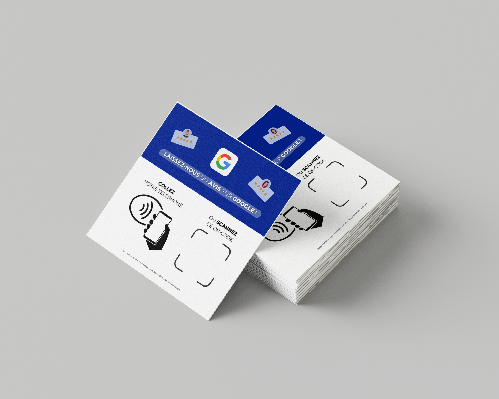 Démonstration vidéo montrant comment un client laisse un avis Google en quelques secondes grâce à la plaque NFC FeedTrust.